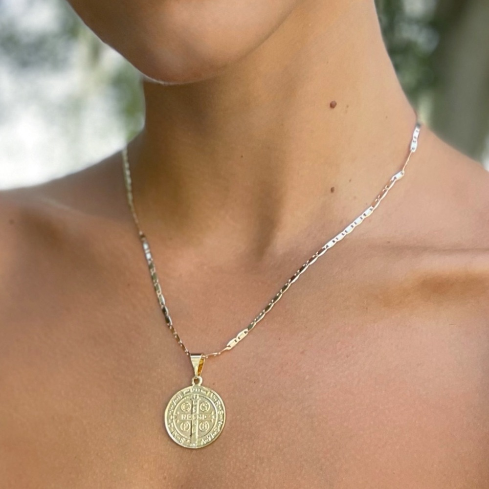 14k Gold Filled Saint Benedict Medallion Pendant - Picture 2 of 5